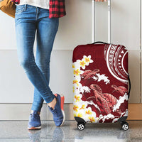 Blood Gold Polynesia Luggage Cover Polynesian Frangipani With Sea Turtles