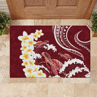 Blood Gold Polynesia Rubber Doormat Polynesian Frangipani With Sea Turtles