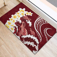 Blood Gold Polynesia Rubber Doormat Polynesian Frangipani With Sea Turtles
