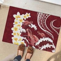 Blood Gold Polynesia Rubber Doormat Polynesian Frangipani With Sea Turtles