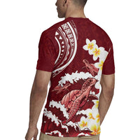 Blood Gold Polynesia Rugby Jersey Polynesian Frangipani With Sea Turtles