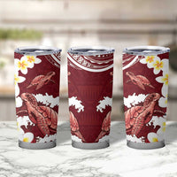 Blood Gold Polynesia Tumbler Cup Polynesian Frangipani With Sea Turtles