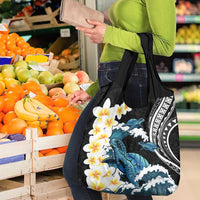 Black Polynesia Grocery Bag Polynesian Frangipani With Sea Turtles