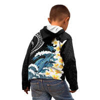 Black Polynesia Kid Hoodie Polynesian Frangipani With Sea Turtles