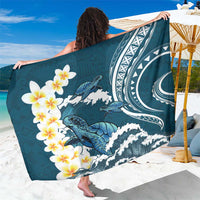 Dark Teal Polynesia Sarong Polynesian Frangipani With Sea Turtles