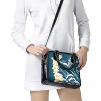 Dark Teal Polynesia Shoulder Handbag Polynesian Frangipani With Sea Turtles
