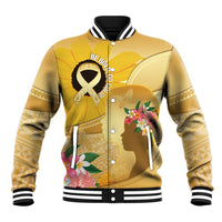 Polynesia Childhood Cancer Awareness Baseball Jacket Be Bold Go Gold Polynesian Art