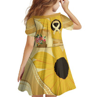 Polynesia Childhood Cancer Awareness Family Matching Long Sleeve Bodycon Dress and Hawaiian Shirt Be Bold Go Gold Polynesian Art