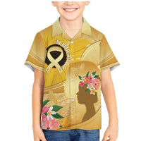 Polynesia Childhood Cancer Awareness Family Matching Mermaid Dress and Hawaiian Shirt Be Bold Go Gold Polynesian Art