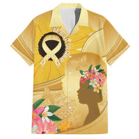 Polynesia Childhood Cancer Awareness Family Matching Off Shoulder Maxi Dress and Hawaiian Shirt Be Bold Go Gold Polynesian Art