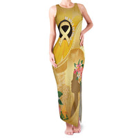 Polynesia Childhood Cancer Awareness Family Matching Tank Maxi Dress and Hawaiian Shirt Be Bold Go Gold Polynesian Art