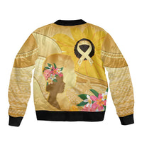 Polynesia Childhood Cancer Awareness Sleeve Zip Bomber Jacket Be Bold Go Gold Polynesian Art