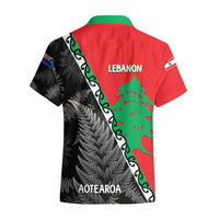 New Zealand And Lebanon Hawaiian Shirt Silver Fern Maori With Cedar Tree Together LT14 - Polynesian Pride