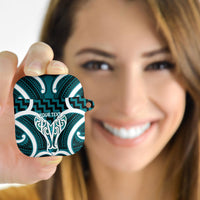 Aotearoa Atua Tangaroa Personalised AirPods Case God Of The Sea Maori Whale Tail Cyan
