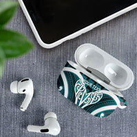 Aotearoa Atua Tangaroa Personalised AirPods Case God Of The Sea Maori Whale Tail Cyan