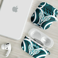 Aotearoa Atua Tangaroa Personalised AirPods Case God Of The Sea Maori Whale Tail Cyan