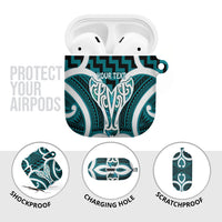 Aotearoa Atua Tangaroa Personalised AirPods Case God Of The Sea Maori Whale Tail Cyan
