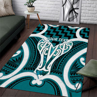 Aotearoa Atua Tangaroa Personalised Area Rug God Of The Sea Maori Whale Tail Cyan
