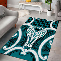 Aotearoa Atua Tangaroa Personalised Area Rug God Of The Sea Maori Whale Tail Cyan