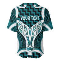 Aotearoa Atua Tangaroa Personalised Baseball Jersey God Of The Sea Maori Whale Tail Cyan