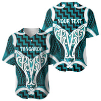 Aotearoa Atua Tangaroa Personalised Baseball Jersey God Of The Sea Maori Whale Tail Cyan
