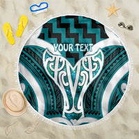 Aotearoa Atua Tangaroa Personalised Beach Blanket God Of The Sea Maori Whale Tail Cyan