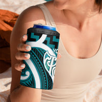 Aotearoa Atua Tangaroa Personalised 4 in 1 Can Cooler Tumbler God Of The Sea Maori Whale Tail Cyan