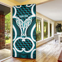 Aotearoa Atua Tangaroa Personalised Door Cover God Of The Sea Maori Whale Tail Cyan