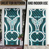Aotearoa Atua Tangaroa Personalised Door Cover God Of The Sea Maori Whale Tail Cyan