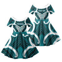 Aotearoa Atua Tangaroa Personalised Family Matching Summer Maxi Dress and Hawaiian Shirt God Of The Sea Maori Whale Tail Cyan