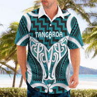 Aotearoa Atua Tangaroa Personalised Hawaiian Shirt God Of The Sea Maori Whale Tail Cyan
