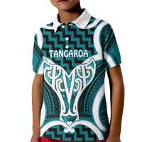 Aotearoa Atua Tangaroa Personalised Kid Polo Shirt God Of The Sea Maori Whale Tail Cyan