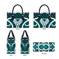 Aotearoa Atua Tangaroa Personalised Leather Bag God Of The Sea Maori Whale Tail Cyan
