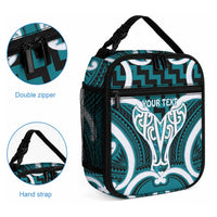 Aotearoa Atua Tangaroa Personalised Lunch Bag God Of The Sea Maori Whale Tail Cyan