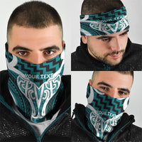 Aotearoa Atua Tangaroa Personalised Neck Gaiter God Of The Sea Maori Whale Tail Cyan
