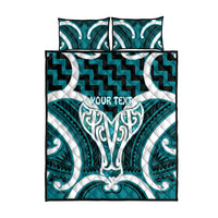 Aotearoa Atua Tangaroa Personalised Quilt Bed Set God Of The Sea Maori Whale Tail Cyan