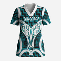 Aotearoa Atua Tangaroa Personalised Scrub Top God Of The Sea Maori Whale Tail Cyan