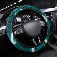 Aotearoa Atua Tangaroa Steering Wheel Cover God Of The Sea Maori Whale Tail Cyan