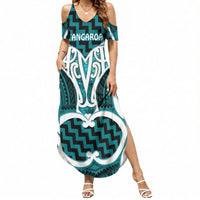 Aotearoa Atua Tangaroa Personalised Summer Maxi Dress God Of The Sea Maori Whale Tail Cyan