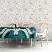 Aotearoa Atua Tangaroa Personalised Tablecloth God Of The Sea Maori Whale Tail Cyan