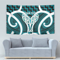Aotearoa Atua Tangaroa Personalised Tapestry God Of The Sea Maori Whale Tail Cyan