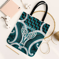 Aotearoa Atua Tangaroa Personalised Tote Bag God Of The Sea Maori Whale Tail Cyan