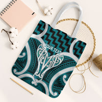 Aotearoa Atua Tangaroa Personalised Tote Bag God Of The Sea Maori Whale Tail Cyan