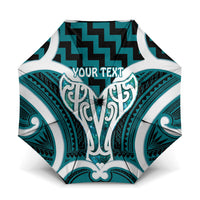 Aotearoa Atua Tangaroa Personalised Umbrella God Of The Sea Maori Whale Tail Cyan