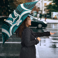 Aotearoa Atua Tangaroa Personalised Umbrella God Of The Sea Maori Whale Tail Cyan