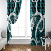 Aotearoa Atua Tangaroa Personalised Window Curtain God Of The Sea Maori Whale Tail Cyan