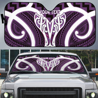 Aotearoa Atua Tangaroa Personalised Auto Sun Shade God Of The Sea Maori Whale Tail Purple