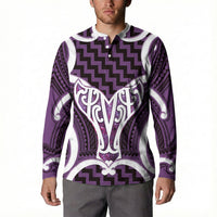 Aotearoa Atua Tangaroa Personalised Button Sweatshirt God Of The Sea Maori Whale Tail Purple