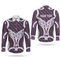 Aotearoa Atua Tangaroa Personalised Couples Matching Off Shoulder Short Dress and Long Sleeve Button Shirt God Of The Sea Maori Whale Tail Purple