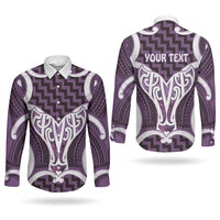 Aotearoa Atua Tangaroa Personalised Couples Matching Summer Maxi Dress and Long Sleeve Button Shirt God Of The Sea Maori Whale Tail Purple